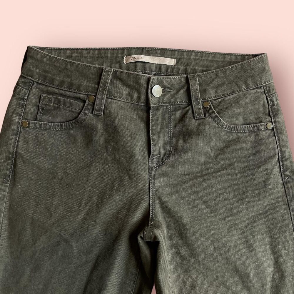 vince olive green skinny jeans